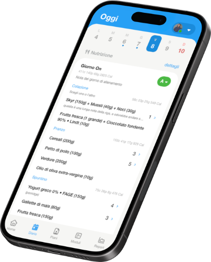 App cliente di Fiber con il piano del giorno